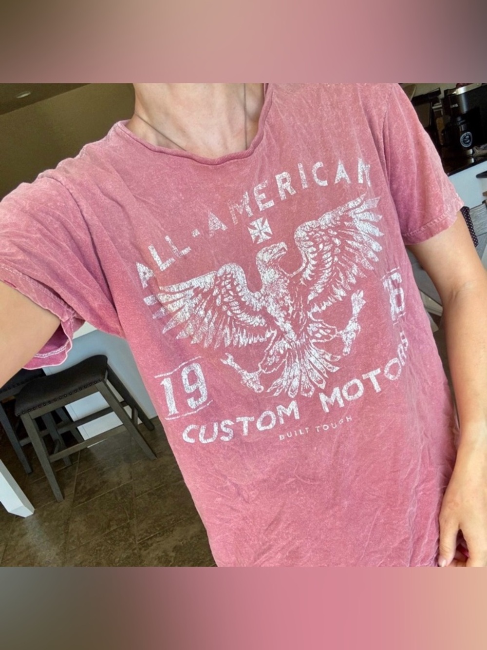 Helix Washed Out Red Eagle Motors Graphic TShirt Crew Neck S